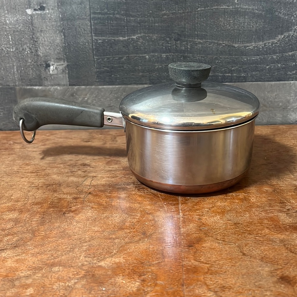 Vintage 1 Quart Revere Ware Copper Bottom Pot With Lid